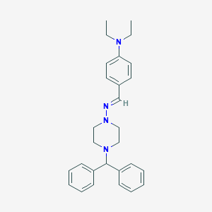 molecular formula C28H34N4 B031484 4-[(E)-(4-Benzhydrylpiperazin-1-yl)iminomethyl]-N,N-diethylaniline CAS No. 31639-49-3