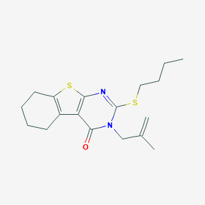 molecular formula C18H24N2OS2 B314912 2-(BUTYLSULFANYL)-3-(2-METHYL-2-PROPEN-1-YL)-5,6,7,8-TETRAHYDRO[1]BENZOTHIENO[2,3-D]PYRIMIDIN-4(3H)-ONE 