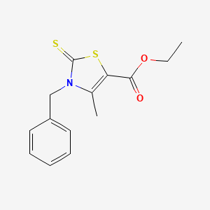 molecular formula C14H15NO2S2 B3149331 Ethyl 3-benzyl-4-methyl-2-thioxo-2,3-dihydro-1,3-thiazole-5-carboxylate CAS No. 670261-49-1