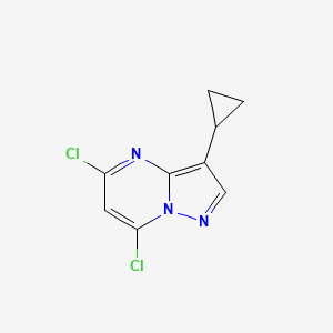 molecular formula C9H7Cl2N3 B3149565 5,7-Dichloro-3-cyclopropylpyrazolo[1,5-a]pyrimidine CAS No. 673475-51-9