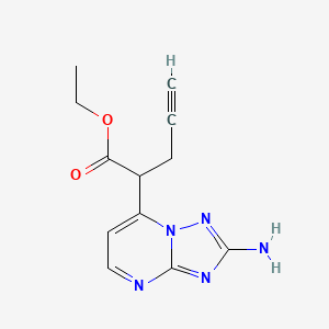 molecular formula C12H13N5O2 B3149752 Ethyl 2-(2-amino[1,2,4]triazolo[1,5-a]pyrimidin-7-yl)-4-pentynoate CAS No. 677749-48-3