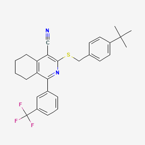 3-{[4-(Tert-butyl)benzyl]sulfanyl}-1-[3-(trifluoromethyl)phenyl]-5,6,7,8-tetrahydro-4-isoquinolinecarbonitrile