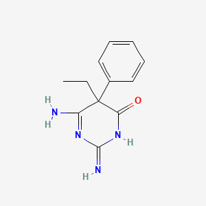 molecular formula C12H14N4O B3150580 (5RS)-5-Ethyl-2,6-diimino-5-phenyltetrahydropyrimidin-4(1H)-one CAS No. 69125-70-8