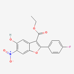 molecular formula C17H12FNO6 B3150595 Ethyl 2-(4-fluorophenyl)-5-hydroxy-6-nitrobenzofuran-3-carboxylate CAS No. 691857-46-2