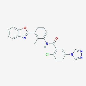 molecular formula C23H16ClN5O2 B315213 N-[3-(1,3-benzoxazol-2-yl)-2-methylphenyl]-2-chloro-5-(4H-1,2,4-triazol-4-yl)benzamide 