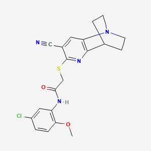 molecular formula C20H19ClN4O2S B3152147 N-(5-chloro-2-methoxyphenyl)-2-({4-cyano-1,6-diazatricyclo[6.2.2.0^{2,7}]dodeca-2,4,6-trien-5-yl}sulfanyl)acetamide CAS No. 728886-14-4
