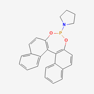 molecular formula C24H20NO2P B3152436 1-(12,14-dioxa-13-phosphapentacyclo[13.8.0.02,11.03,8.018,23]tricosa-1(15),2(11),3,5,7,9,16,18,20,22-decaen-13-yl)pyrrolidine CAS No. 736142-26-0