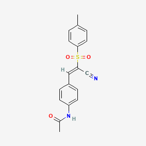 molecular formula C18H16N2O3S B3152476 N-(4-(2-Cyano-2-((4-methylphenyl)sulfonyl)vinyl)phenyl)ethanamide CAS No. 736963-55-6