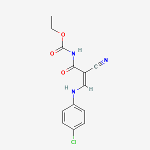 molecular formula C13H12ClN3O3 B3153416 ethyl N-[3-(4-chloroanilino)-2-cyanoacryloyl]carbamate CAS No. 75837-74-0