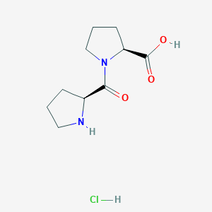 molecular formula C10H17ClN2O3 B3153968 (2S)-1-[(2S)-pyrrolidine-2-carbonyl]pyrrolidine-2-carboxylic acid;hydrochloride CAS No. 76932-06-4