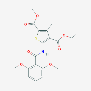 molecular formula C19H21NO7S B315406 4-Ethyl 2-methyl 5-{[(2,6-dimethoxyphenyl)carbonyl]amino}-3-methylthiophene-2,4-dicarboxylate 