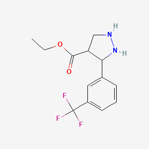molecular formula C13H15F3N2O2 B3154160 Ethyl 3-[3-(trifluoromethyl)phenyl]pyrazolidine-4-carboxylate CAS No. 77212-22-7
