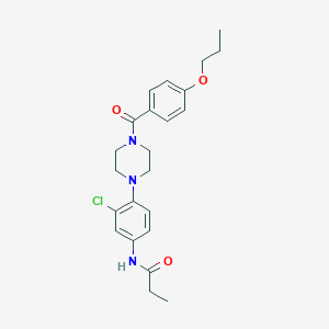 molecular formula C23H28ClN3O3 B315427 N-{3-chloro-4-[4-(4-propoxybenzoyl)-1-piperazinyl]phenyl}propanamide 