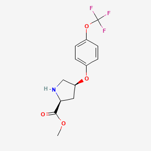 molecular formula C13H14F3NO4 B3154369 Methyl (2S,4S)-4-[4-(trifluoromethoxy)phenoxy]-2-pyrrolidinecarboxylate CAS No. 774576-25-9