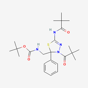 molecular formula C24H36N4O4S B3154673 tert-Butyl ((2-phenyl-5-pivalamido-3-pivaloyl-2,3-dihydro-1,3,4-thiadiazol-2-yl)methyl)carbamate CAS No. 781675-01-2