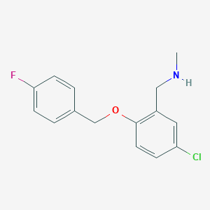 molecular formula C15H15ClFNO B315487 1-{5-chloro-2-[(4-fluorobenzyl)oxy]phenyl}-N-methylmethanamine 