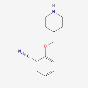 B3155103 2-(Piperidin-4-ylmethoxy)benzonitrile CAS No. 791779-27-6