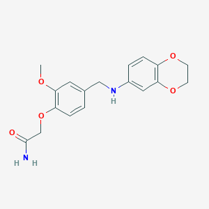molecular formula C18H20N2O5 B315522 2-[4-[(2,3-Dihydro-1,4-benzodioxin-6-ylamino)methyl]-2-methoxyphenoxy]acetamide 
