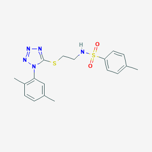 molecular formula C18H21N5O2S2 B315552 N-(2-{[1-(2,5-dimethylphenyl)-1H-tetrazol-5-yl]thio}ethyl)-4-methylbenzenesulfonamide 