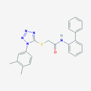 molecular formula C23H21N5OS B315556 N-[1,1'-biphenyl]-2-yl-2-{[1-(3,4-dimethylphenyl)-1H-tetraazol-5-yl]sulfanyl}acetamide 