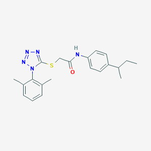molecular formula C21H25N5OS B315567 N-(4-sec-butylphenyl)-2-{[1-(2,6-dimethylphenyl)-1H-tetraazol-5-yl]thio}acetamide 
