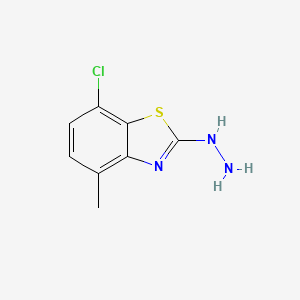 molecular formula C8H8ClN3S B3155729 7-Chloro-2-hydrazino-4-methyl-1,3-benzothiazole CAS No. 80945-76-2