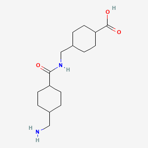 molecular formula C16H28N2O3 B3156350 Cyclohexanecarboxylic acid, 4-[[[[4-(aminomethyl)cyclohexyl]carbonyl]amino]methyl]-, [trans(trans)]- CAS No. 82755-59-7