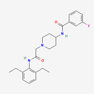 molecular formula C24H30FN3O2 B3156787 N-(1-(2-((2,6-Diethylphenyl)amino)-2-oxoethyl)-piperidin-4-yl)-3-fluorobenzamide CAS No. 836679-42-6
