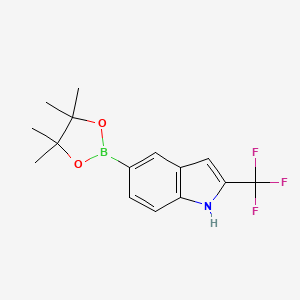 molecular formula C15H17BF3NO2 B3156827 2-trifluoromethyl-5-(4,4,5,5-tetramethyl-1,3,2-dioxaborolan-2-yl)-1H-indole CAS No. 837392-61-7