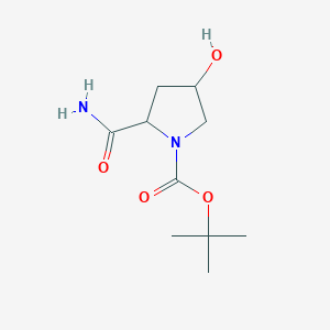 molecular formula C10H18N2O4 B3157335 tert-butyl 2-carbamoyl-4-hydroxypyrrolidine-1-carboxylate CAS No. 848488-71-1
