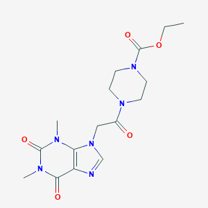 molecular formula C16H22N6O5 B315758 Ethyl 4-[2-(1,3-dimethyl-2,6-dioxopurin-9-yl)acetyl]piperazine-1-carboxylate 