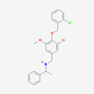 molecular formula C23H23BrClNO2 B315785 N-{3-bromo-4-[(2-chlorobenzyl)oxy]-5-methoxybenzyl}-N-(1-phenylethyl)amine 
