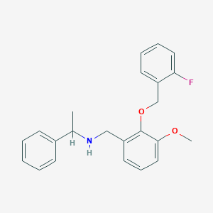 molecular formula C23H24FNO2 B315799 N-{2-[(2-fluorobenzyl)oxy]-3-methoxybenzyl}-1-phenylethanamine 