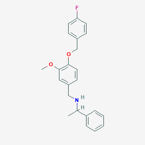 molecular formula C23H24FNO2 B315801 N-{4-[(4-fluorobenzyl)oxy]-3-methoxybenzyl}-1-phenylethanamine 