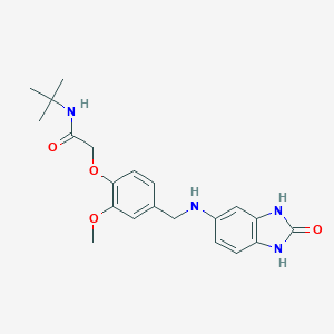 molecular formula C21H26N4O4 B315829 N-TERT-BUTYL-2-(2-METHOXY-4-{[(2-OXO-1,3-DIHYDRO-1,3-BENZODIAZOL-5-YL)AMINO]METHYL}PHENOXY)ACETAMIDE 