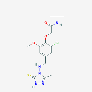 molecular formula C17H24ClN5O3S B315840 N-(tert-butyl)-2-(2-chloro-6-methoxy-4-{[(3-methyl-5-sulfanyl-4H-1,2,4-triazol-4-yl)amino]methyl}phenoxy)acetamide 