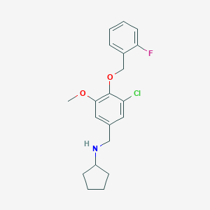 molecular formula C20H23ClFNO2 B315891 N-{3-chloro-4-[(2-fluorobenzyl)oxy]-5-methoxybenzyl}-N-cyclopentylamine 