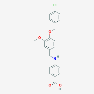 molecular formula C22H20ClNO4 B315907 4-[({4-[(4-CHLOROPHENYL)METHOXY]-3-METHOXYPHENYL}METHYL)AMINO]BENZOIC ACID 