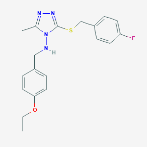 molecular formula C19H21FN4OS B315911 N-[(4-ETHOXYPHENYL)METHYL]-3-{[(4-FLUOROPHENYL)METHYL]SULFANYL}-5-METHYL-1,2,4-TRIAZOL-4-AMINE 