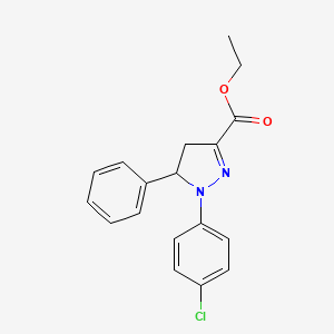 molecular formula C18H17ClN2O2 B3159142 Ethyl 1-(4-chlorophenyl)-5-phenyl-4,5-dihydro-1H-pyrazole-3-carboxylate CAS No. 861151-22-6