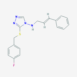 molecular formula C18H17FN4S B315916 N-cinnamyl-N-{3-[(4-fluorobenzyl)sulfanyl]-4H-1,2,4-triazol-4-yl}amine 
