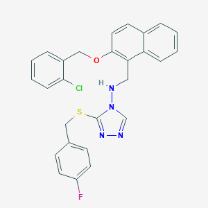 molecular formula C27H22ClFN4OS B315917 N-({2-[(2-chlorobenzyl)oxy]-1-naphthyl}methyl)-N-{3-[(4-fluorobenzyl)sulfanyl]-4H-1,2,4-triazol-4-yl}amine 