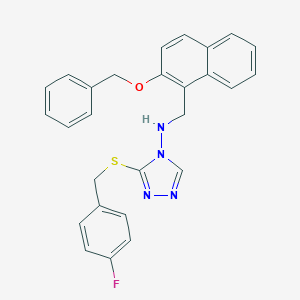 molecular formula C27H23FN4OS B315918 N-{[2-(benzyloxy)-1-naphthyl]methyl}-N-{3-[(4-fluorobenzyl)sulfanyl]-4H-1,2,4-triazol-4-yl}amine 