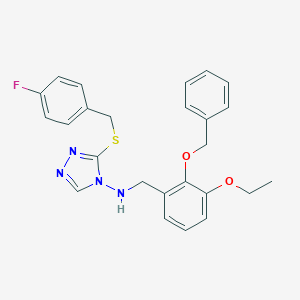 molecular formula C25H25FN4O2S B315919 N-[2-(benzyloxy)-3-ethoxybenzyl]-N-{3-[(4-fluorobenzyl)sulfanyl]-4H-1,2,4-triazol-4-yl}amine 