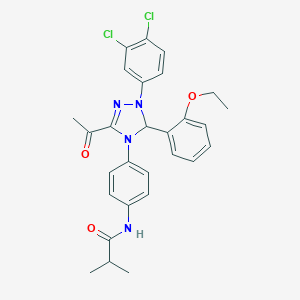 molecular formula C28H28Cl2N4O3 B315949 N-{4-[3-acetyl-1-(3,4-dichlorophenyl)-5-(2-ethoxyphenyl)-1,5-dihydro-4H-1,2,4-triazol-4-yl]phenyl}-2-methylpropanamide 