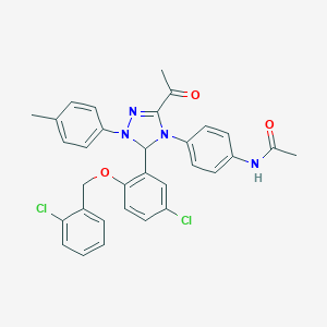 molecular formula C32H28Cl2N4O3 B315964 N-{4-[3-acetyl-5-{5-chloro-2-[(2-chlorobenzyl)oxy]phenyl}-1-(4-methylphenyl)-1,5-dihydro-4H-1,2,4-triazol-4-yl]phenyl}acetamide 
