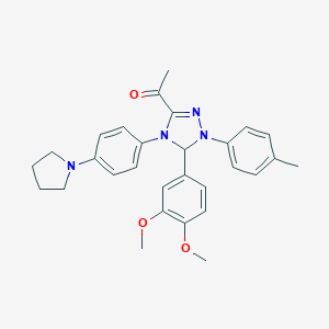 molecular formula C29H32N4O3 B315972 1-{5-(3,4-dimethoxyphenyl)-1-(4-methylphenyl)-4-[4-(1-pyrrolidinyl)phenyl]-4,5-dihydro-1H-1,2,4-triazol-3-yl}ethanone 