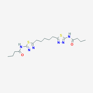 molecular formula C17H26N6O2S2 B315998 N-(5-{5-[5-(butyrylamino)-1,3,4-thiadiazol-2-yl]pentyl}-1,3,4-thiadiazol-2-yl)butanamide 