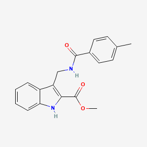 molecular formula C19H18N2O3 B3160024 methyl 3-{[(4-methylbenzoyl)amino]methyl}-1H-indole-2-carboxylate CAS No. 865660-22-6
