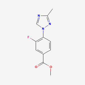 molecular formula C11H10FN3O2 B3160137 methyl 3-fluoro-4-(3-methyl-1H-1,2,4-triazol-1-yl)benzenecarboxylate CAS No. 866009-55-4